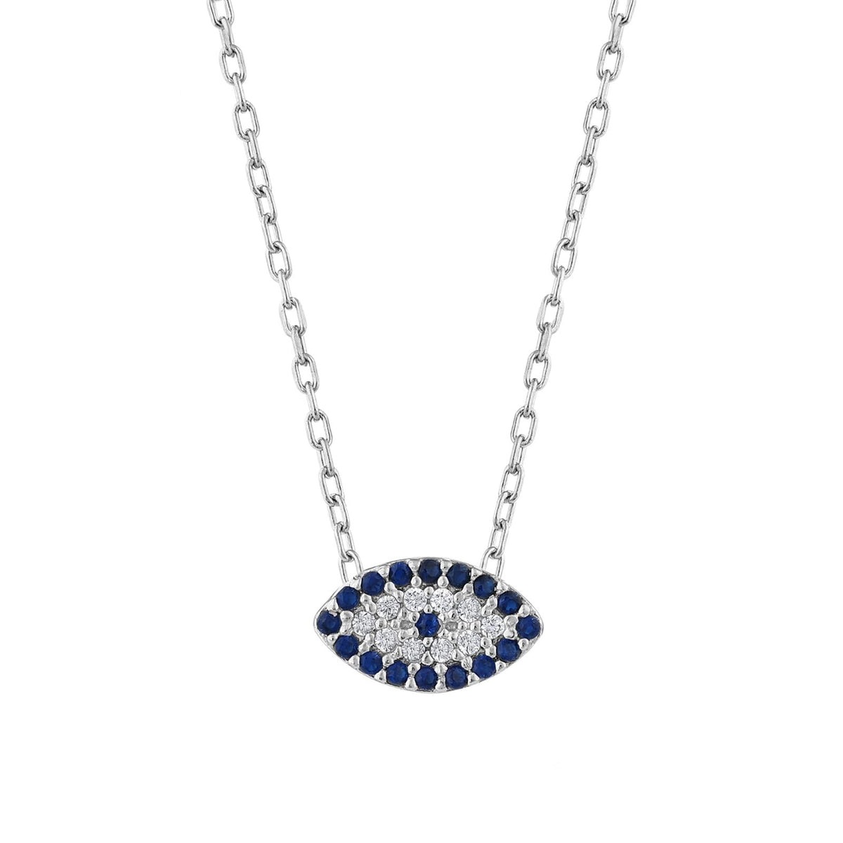 MYSTIC JEWELS - Collar de plata de ley 925 - con zirconitas - Colgante de Ojo Turco, para buena suerte, minimalista (Ojo)