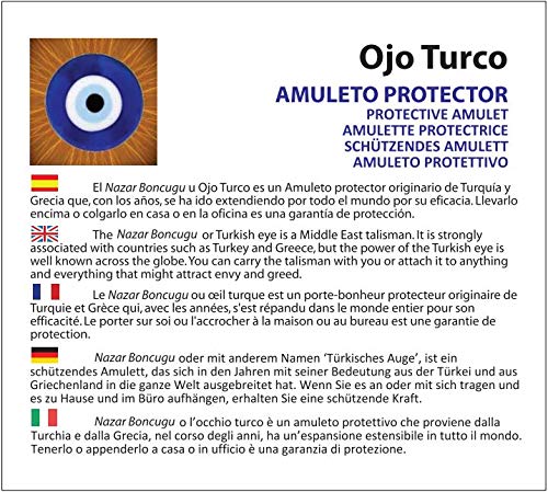 Mystic Jewels - Colgante Mano de Fatima con ojo turco para pared y evitar mal ojos en tu casa