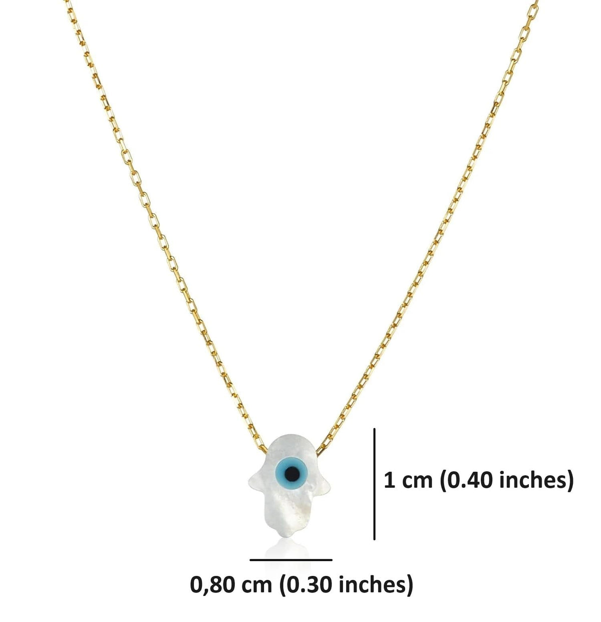 MYSTIC JEWELS - Collar de Mano de Fátima con Madre Perla Sintética en Plata de ley 925