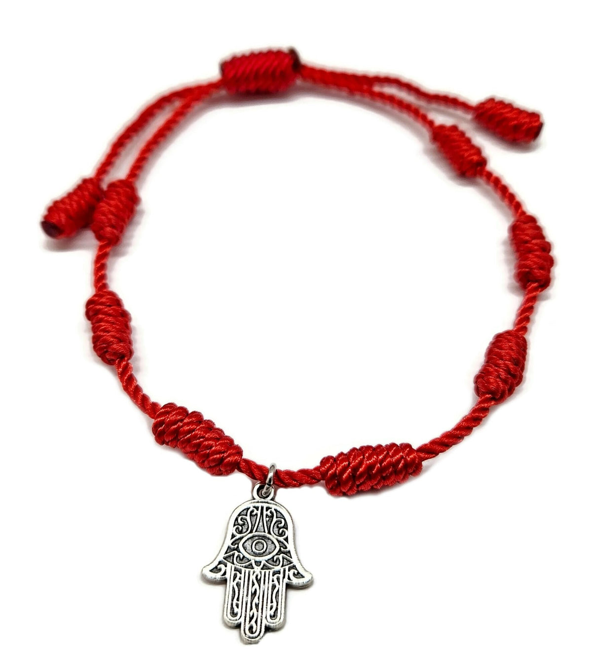 MYSTIC JEWELS By Dalia - Pulsera con nudos Roja con Amuleto - ajustable - protección de mal de ojo, buena suerte - para Mujer y Hombre