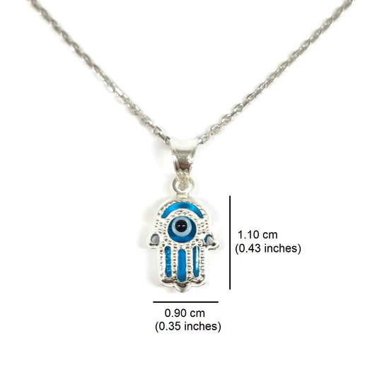 MYSTIC JEWELS By Dalia - Collar mal de ojo de cristal y plata de ley 925 - mano de fatima - hamsa - para hombres y mujeres