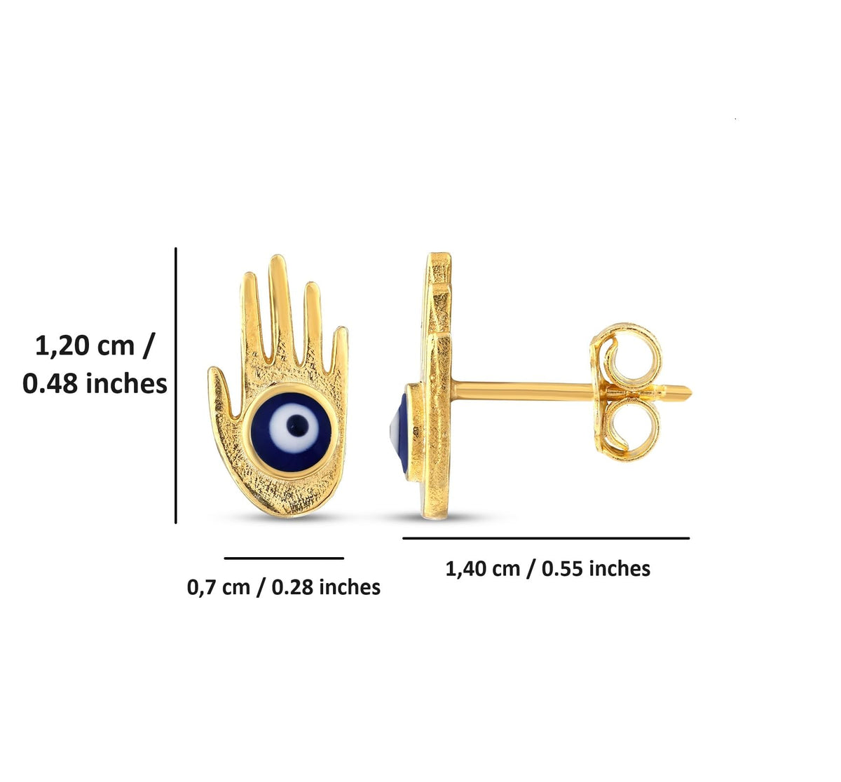 MYSTIC JEWELS - Pendiente de Plata 925 con Mano de Fátima y Ojo Turco de Esmalte para mujer, aretes