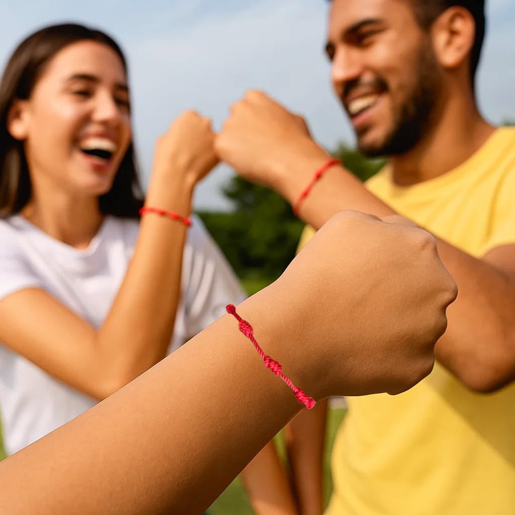 MYSTIC JEWELS - Pulsera de Cuerda Roja con 7 Chakras, Amuleto de Protección y Buena Suerte, Ajustable, Hecha a Mano, para Mujeres y Hombres, Símbolo de Amistad