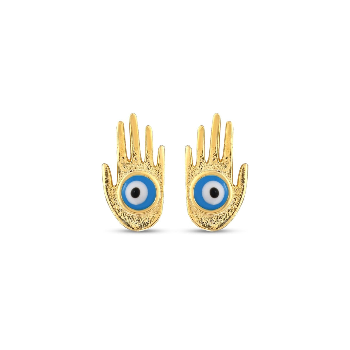 MYSTIC JEWELS - Pendiente de Plata 925 con Mano de Fátima y Ojo Turco de Esmalte para mujer, aretes (Turquesa)