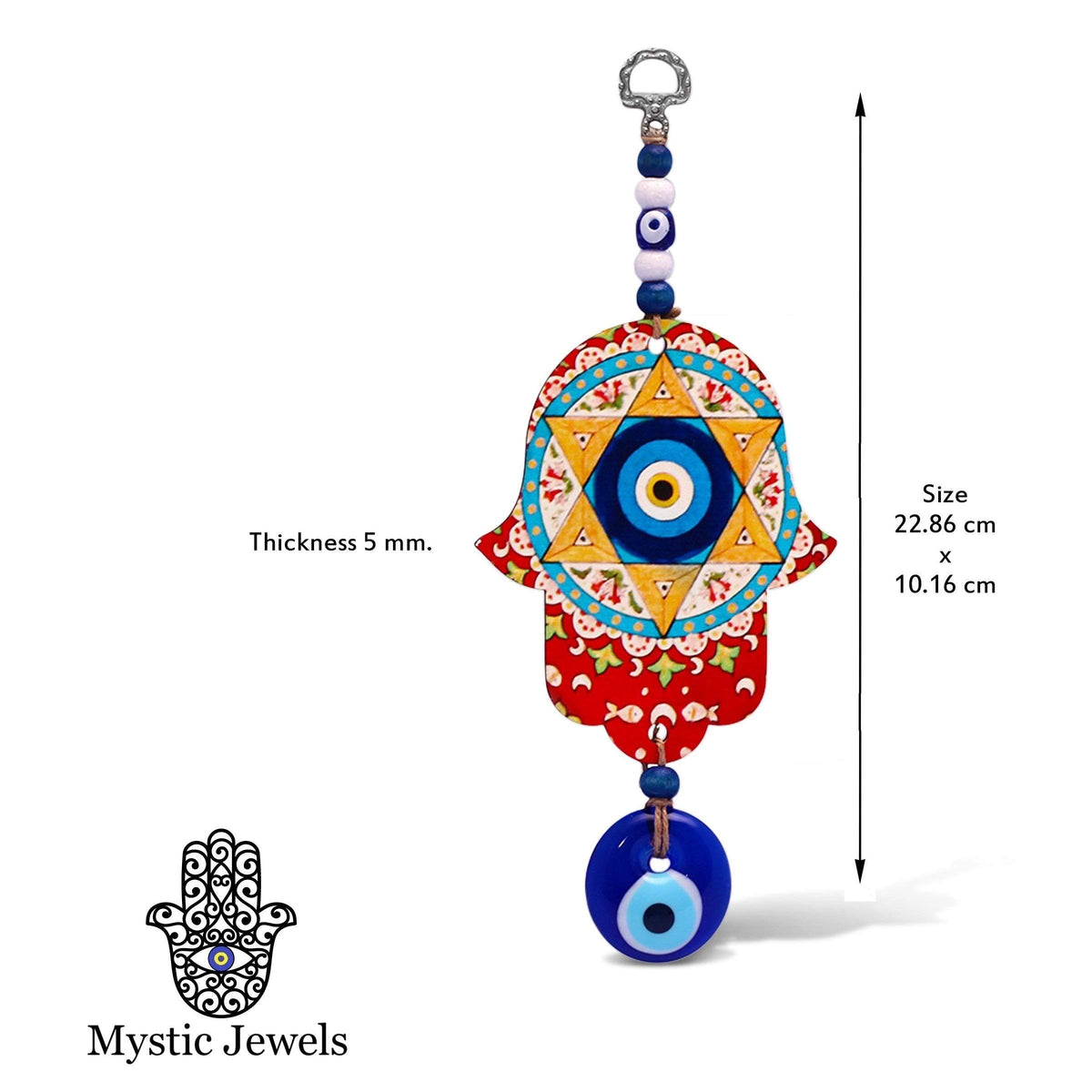 MYSTIC JEWELS - Hamsa de la Mano de Fatima en Madera con Ojo Turco para Buene Suerte y Energia en Casa (Color 6)