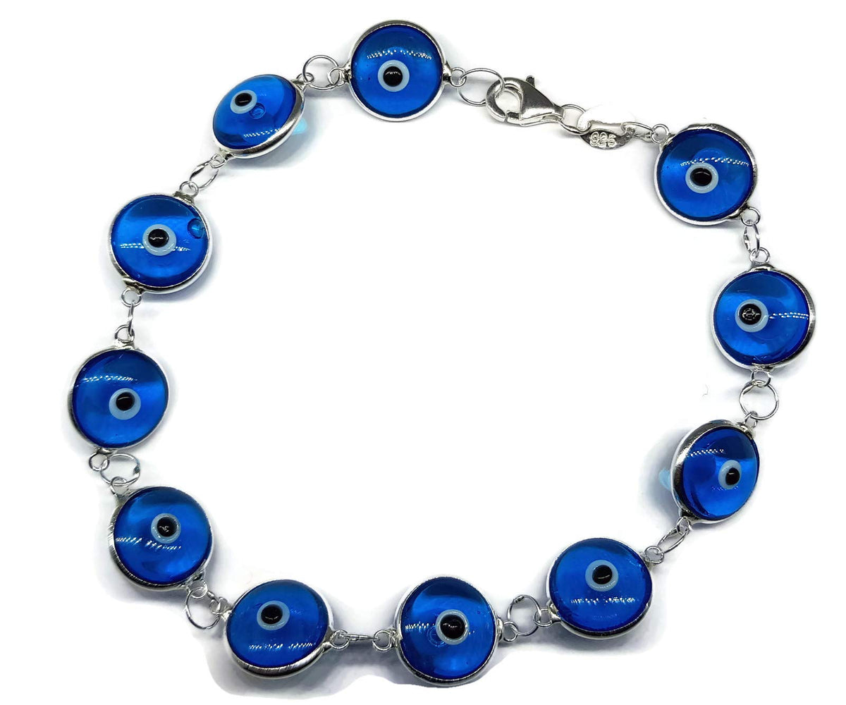 MYSTIC JEWELS - Pulsera de Plata con Amuleto Mal de Ojo, Protección y Buena Suerte