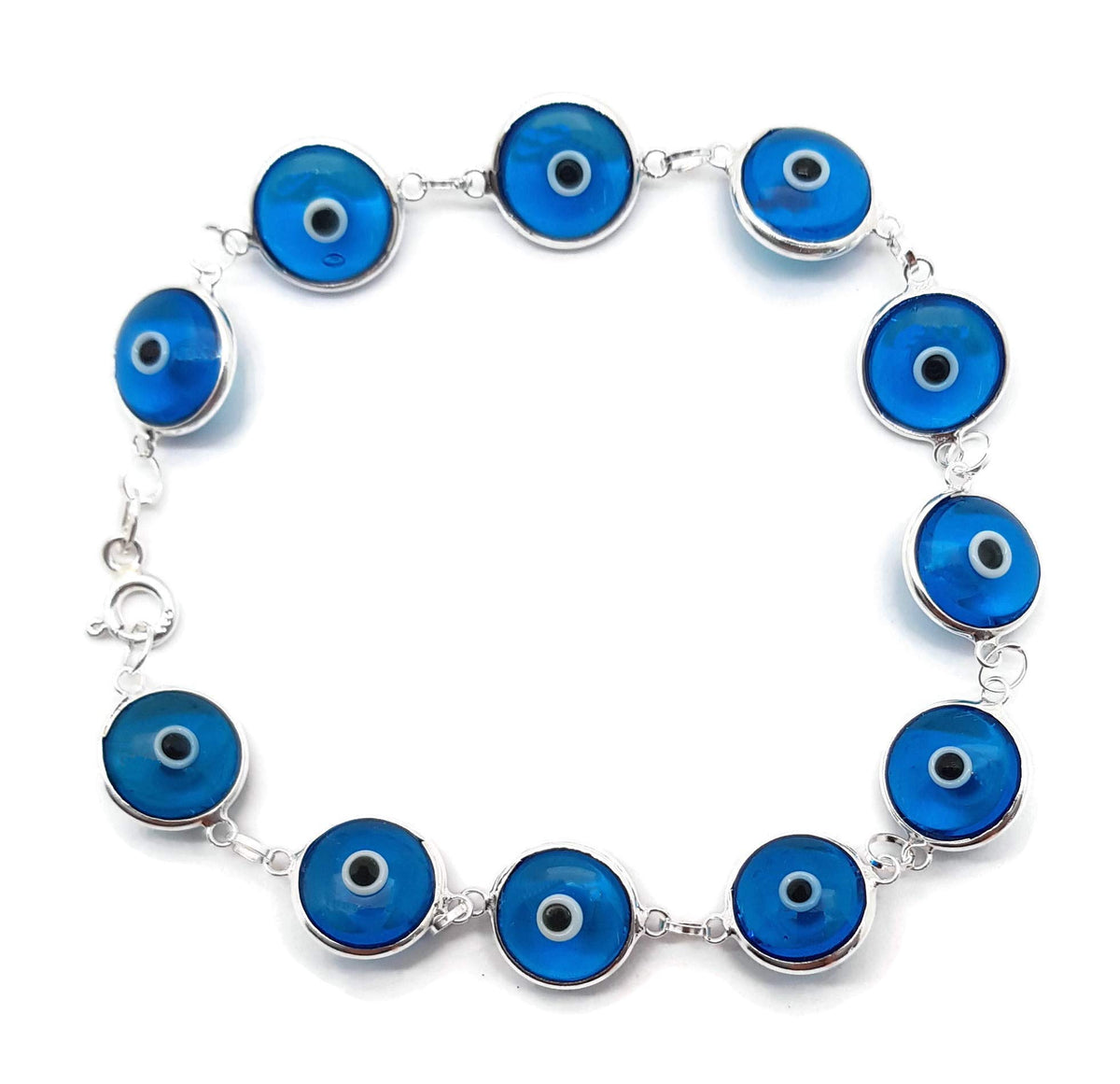 MYSTIC JEWELS - Pulsera de Plata con Amuleto Mal de Ojo, Protección y Buena Suerte