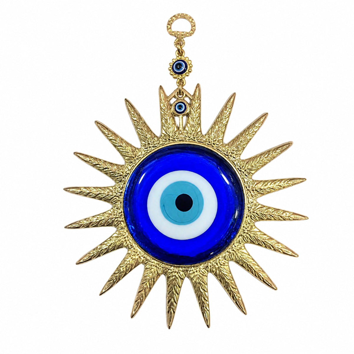 Colgante de Pared Ojo Turco Sol Dorado, 16,5 x 21,5 cm