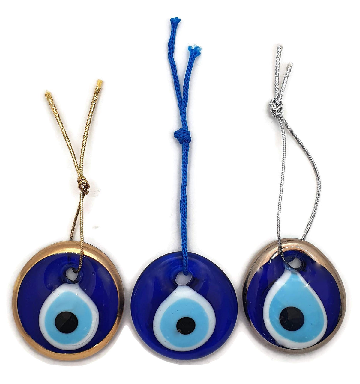 Mystic Jewels - Juego de 3 Adornos para Colgar en la Pared de Cristal Turco contra el Mal de Ojo – Regalo Coleccionable de Buena Suerte para el hogar, el Coche