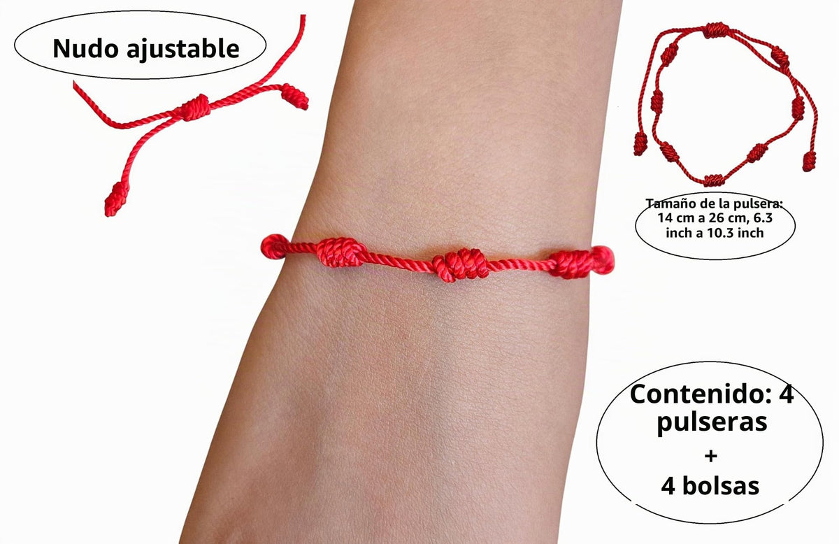 MYSTIC JEWELS - Pulsera de Cuerda Roja con 7 Chakras, Amuleto de Protección y Buena Suerte, Ajustable, Hecha a Mano, para Mujeres y Hombres, Símbolo de Amistad