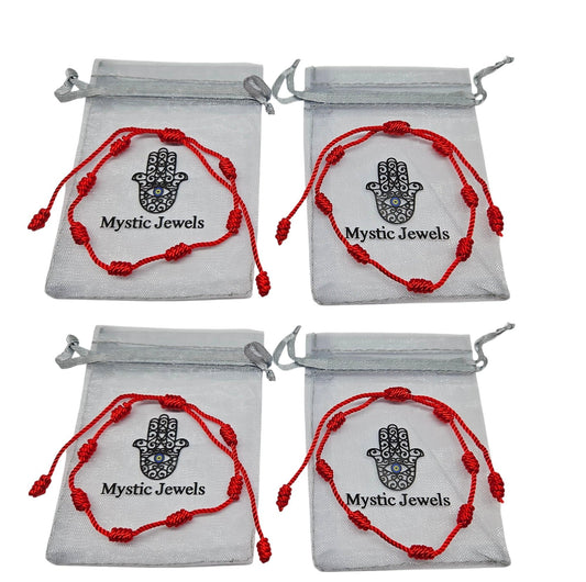 MYSTIC JEWELS - Pulsera de Cuerda Roja con 7 Chakras, Amuleto de Protección y Buena Suerte, Ajustable, Hecha a Mano, para Mujeres y Hombres, Símbolo de Amistad