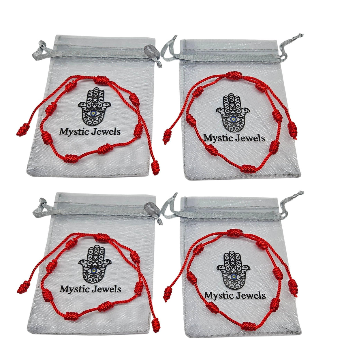 MYSTIC JEWELS - Pulsera de Cuerda Roja con 7 Chakras, Amuleto de Protección y Buena Suerte, Ajustable, Hecha a Mano, para Mujeres y Hombres, Símbolo de Amistad