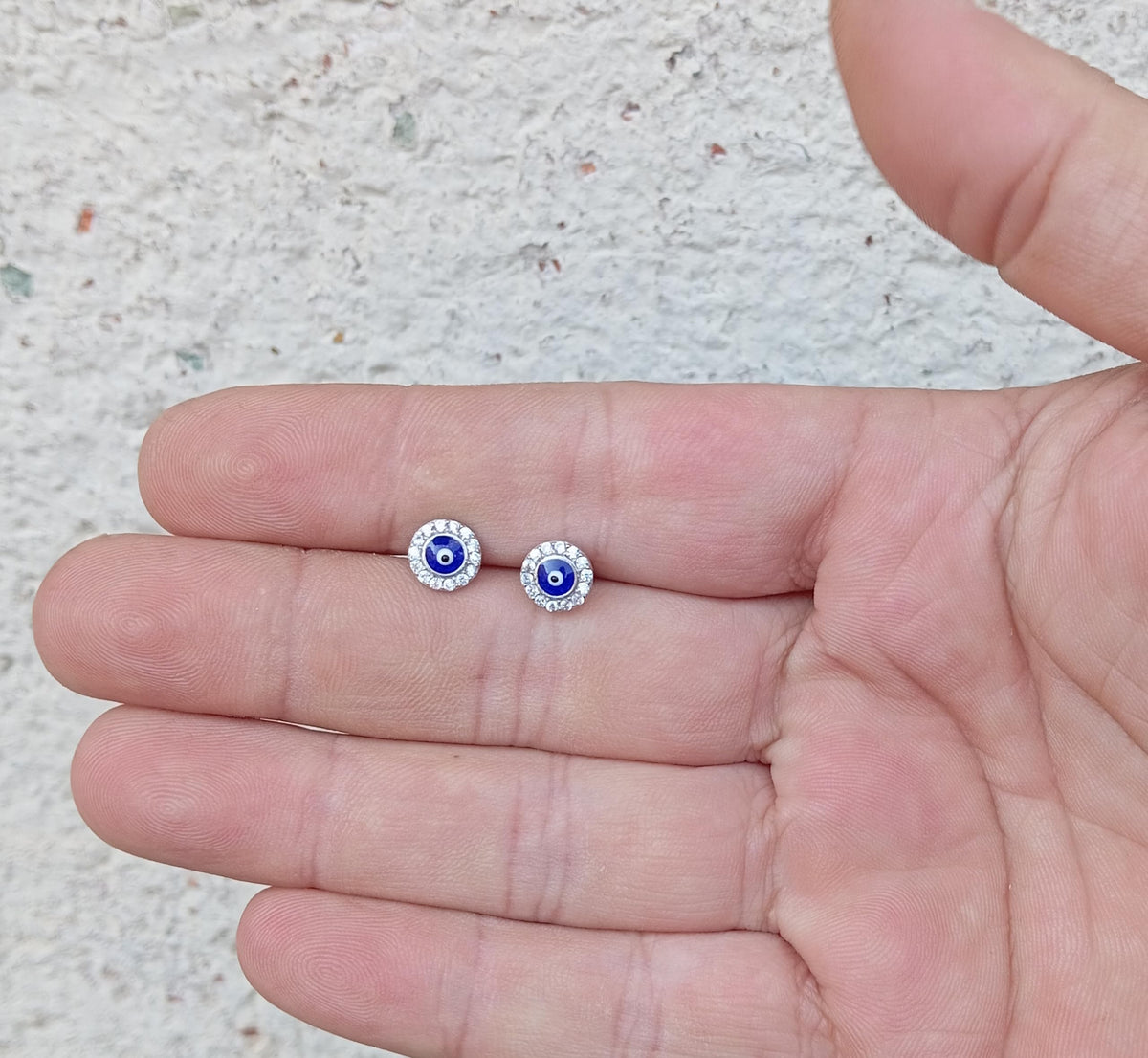 MYSTIC JEWELS - Pendiente de ojo turco de plata de ley 925 con circonitas y esmaltado, ideal para regalar en el Día de la Madre, aniversarios y cumpleaños