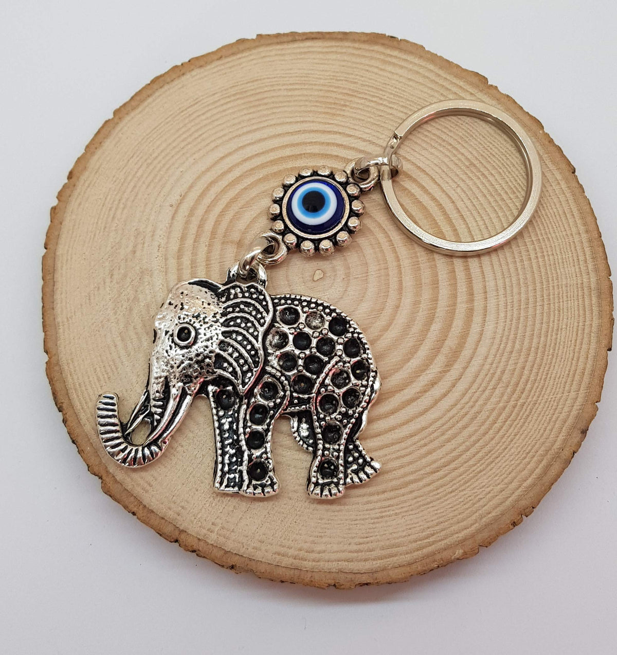 MYSTIC JEWELS - Llavero ojo turco Elefante - Amuleto Buene suerte - Good Luck Keychain - Para Regalar