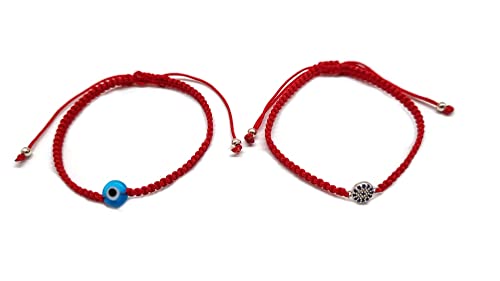 MYSTIC JEWELS par Dalia - Bracelet Fil Rouge 7 noeuds - Bracelet réglable protection et mauvais œil, amulette porte-bonheur, fait main, unisexe (Modèle 8)