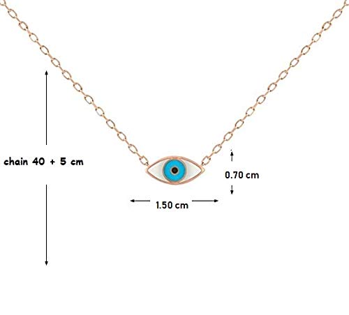 MYSTIC JEWELS by Dalia - Colliar Mal de Ojo - Rodio - Plata de Ley 925 Esmaltada con Blanco y Azul para buene Suerte por Mujeres y niñas (Rosado)