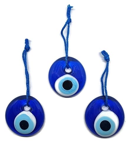 Oeil turc à suspendre, cristal contre mauvais œil bleu, pour porter chance,  4cm de diamètre avec trou et fil, nazar boncuk, mauvais œil (9)