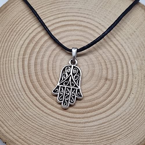 MYSTIC JEWELS - Colgante Mano de Fatima (Hamsa) para buena suerte y mal de ojo, mujeres y hombres, regalar (Modelo 2)