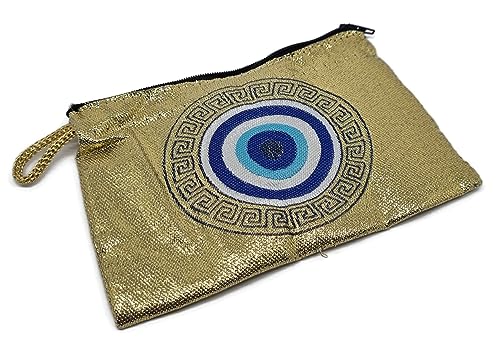 MYSTIC JEWELS - Portefeuille pour Cartes, Clés - Design Oeil pour la Bonne Chance - Traditionnel (15x10cm) (Modèle 2)