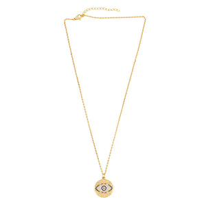 FLOLA Gold Filled Evil Eye Necklaces For Women Blue Eye Pendants Necklaces Crystal CZ Zircon Rainbow Jewelry