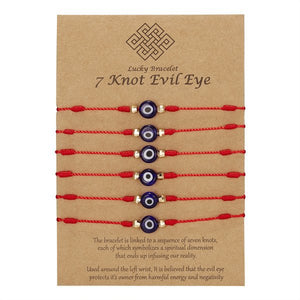 New 7-knot Evil Eye Bracelet 6 Pack Blue Eye Paper Card Bracelet Braided Adjustable Bracelet