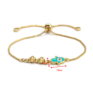 EVIL EYE Fátima Mano Árbol Turco Mal de Ojo Charm Pulsera Color Oro Pulsera Ajustable Joyería de Moda para Mujeres Niñas BE149