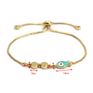 EVIL EYE Fátima Mano Árbol Turco Mal de Ojo Charm Pulsera Color Oro Pulsera Ajustable Joyería de Moda para Mujeres Niñas BE149