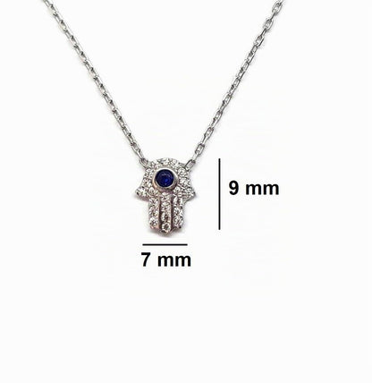 MYSTIC JEWELS Collar Mano de Fatima con Colgante de Buena Suerte - Minimalista - Plata de Ley 925 para protegerte by Dalia