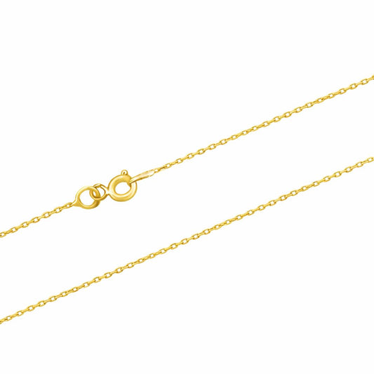 MYSTIC JEWELS – Cadena Collar de Plata de Ley 925 con Baño de Oro 14K, Forzada Diamantada 1 mm para Mujer, disponible en 40,45,50,55,60 cm