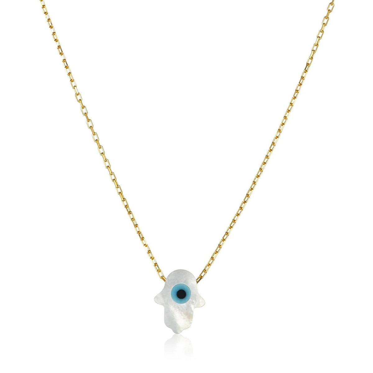 MYSTIC JEWELS - Collar de Mano de Fátima con Madre Perla Sintética en Plata de ley 925