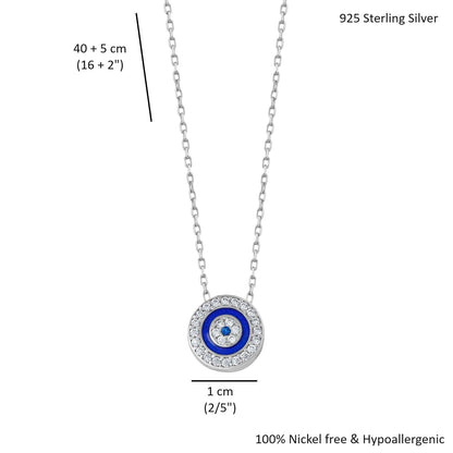 MYSTIC JEWELS By Dalia - Collar Plata de ley 925 Redondo, mal de ojo con zirconia cúbica y esmaltada, regalo para mujeres