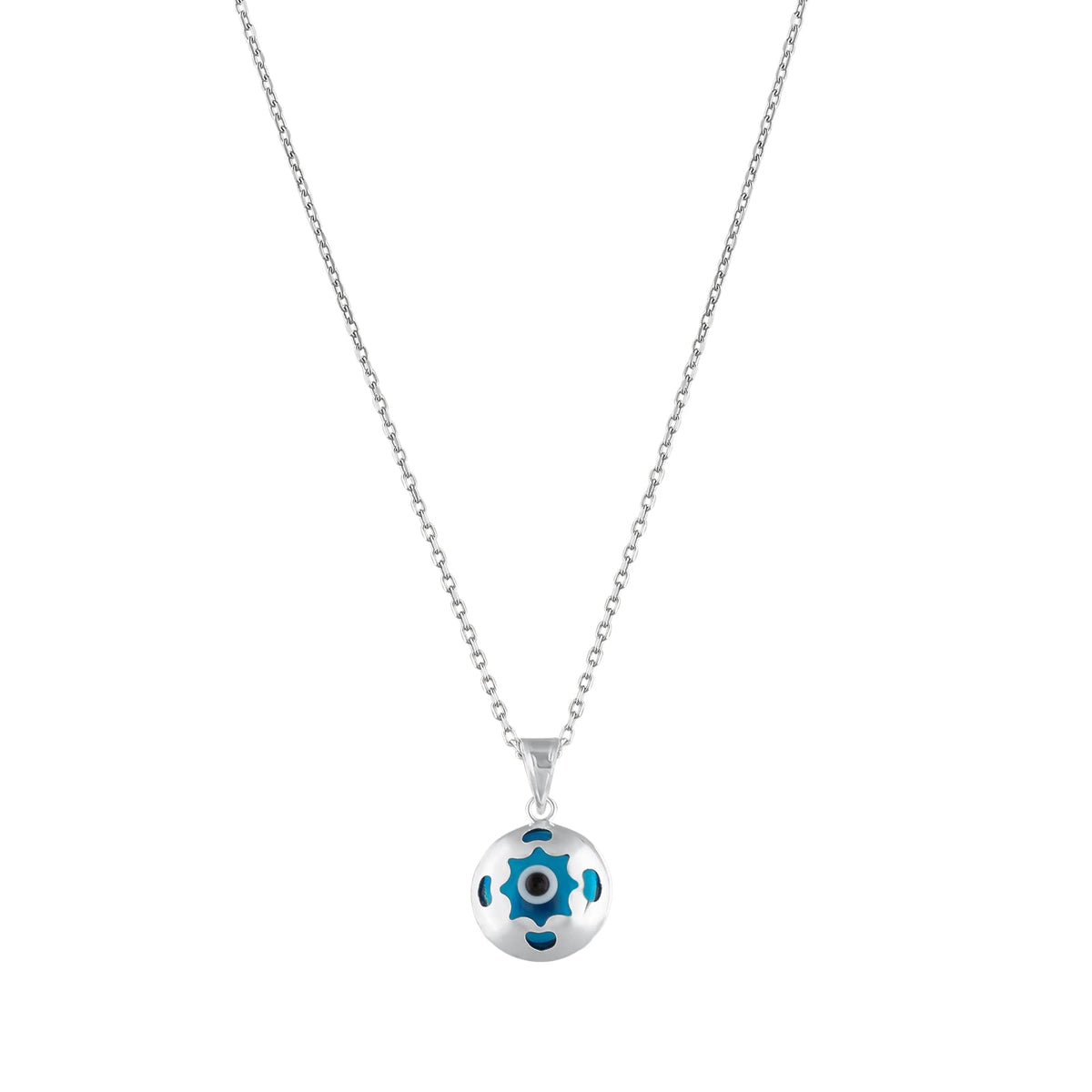 MYSTIC JEWELS By Dalia - Collar Plata de Ley 925 y Mal de Ojo en Cristal, Minimalista, en diferentes Formas (Mano, Estrella, Redondo) (4 Esquinas)