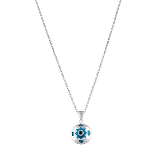 MYSTIC JEWELS By Dalia - Collar Plata de Ley 925 y Mal de Ojo en Cristal, Minimalista, en diferentes Formas (Mano, Estrella, Redondo) (4 Esquinas)
