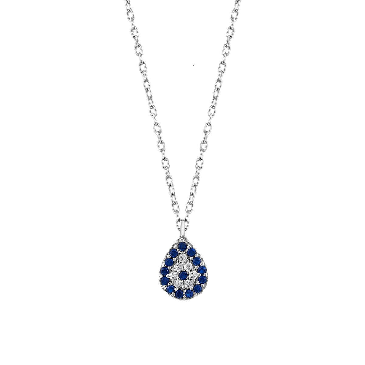 MYSTIC JEWELS - Collar de plata de ley 925 - con zirconitas - Colgante de Ojo Turco, para buena suerte, minimalista