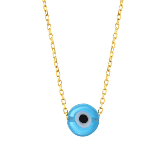 MYSTIC JEWELS - Plata de Ley 925 Collar de estilo Bohemio sencillo con colgante de Mal de ojo Cristal, Protección de Suerte, Joyería para mujeres