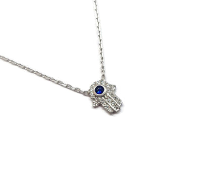 MYSTIC JEWELS Collar Mano de Fatima con Colgante de Buena Suerte - Minimalista - Plata de Ley 925 para protegerte by Dalia