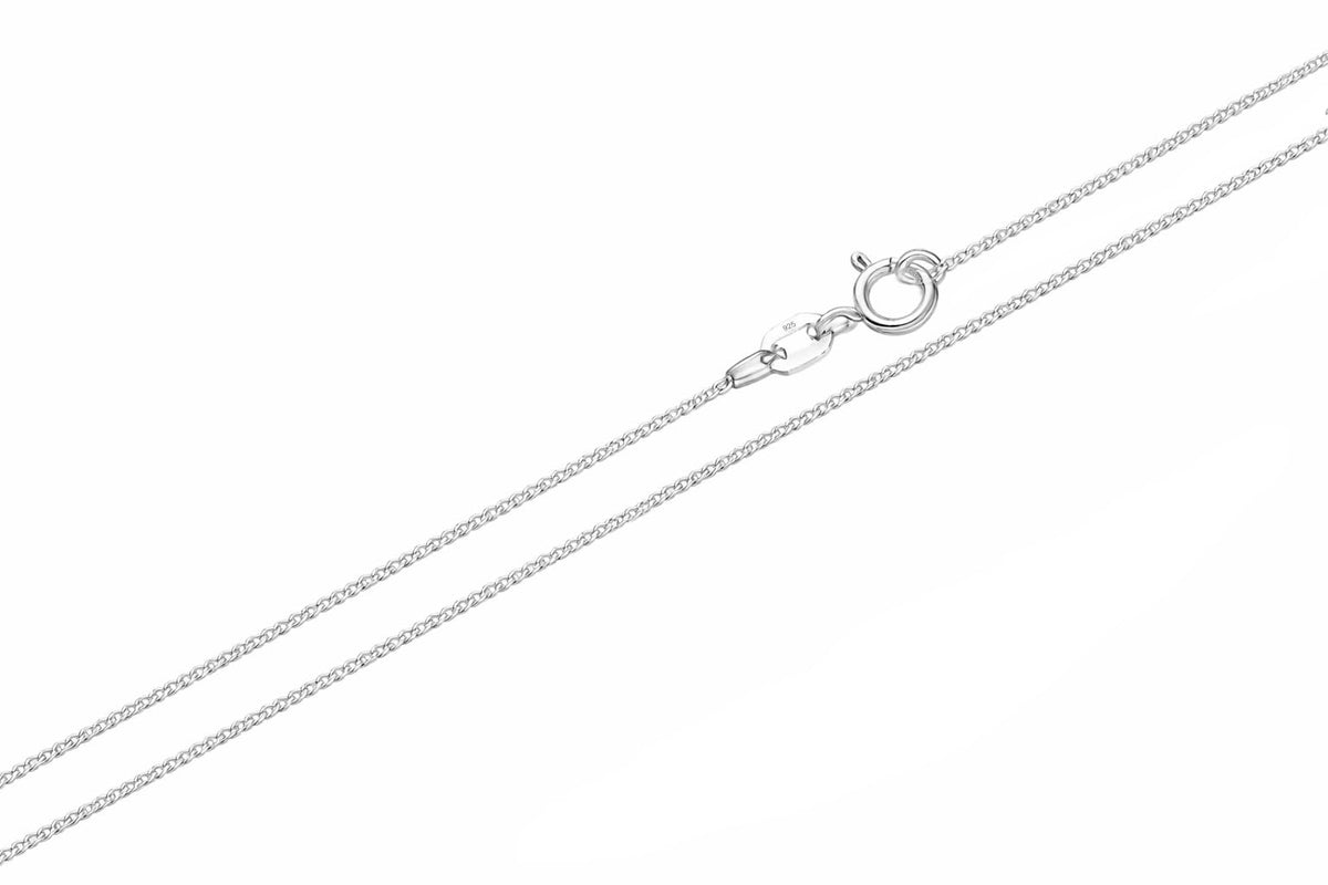 MYSTIC JEWELS – Cadena Grumet de Plata de Ley 925 | Collar Fino Barbado | 6 Medidas (40–70 cm) | Con Bolsa de Regalo (Plata con Rodio, 40 cm)