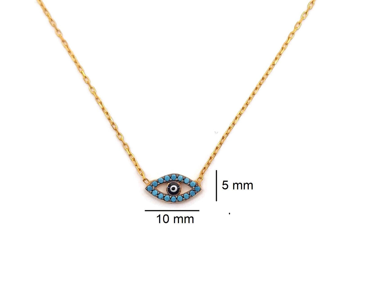 Mystic Jewels By Dalia Collar con Colgante de Ojo Turco Redondo Plata de Ley 925 con circonita cúbica
