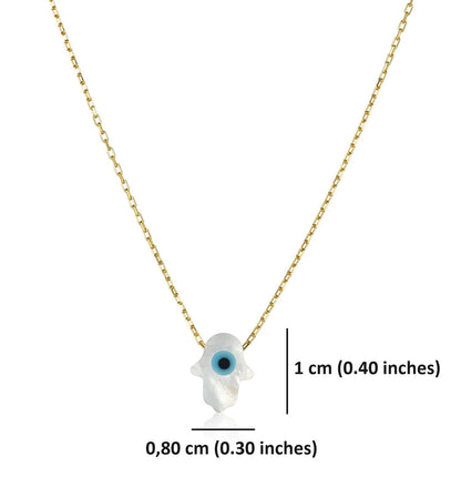 MYSTIC JEWELS - Collar de Mano de Fátima con Madre Perla Sintética en Plata de ley 925