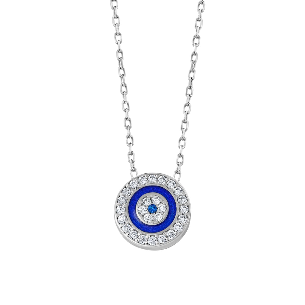MYSTIC JEWELS By Dalia - Collar Plata de ley 925 Redondo, mal de ojo con zirconia cúbica y esmaltada, regalo para mujeres