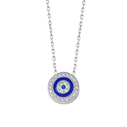 MYSTIC JEWELS By Dalia - Collar Plata de ley 925 Redondo, mal de ojo con zirconia cúbica y esmaltada, regalo para mujeres