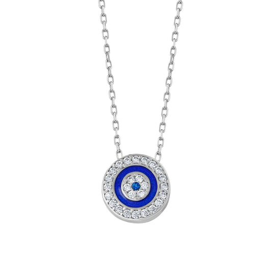 MYSTIC JEWELS By Dalia - Collar Plata de ley 925 Redondo, mal de ojo con zirconia cúbica y esmaltada, regalo para mujeres