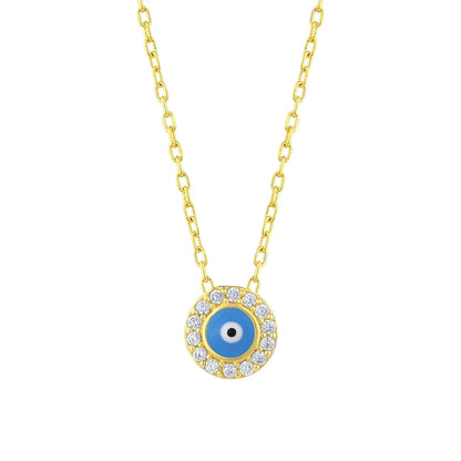 MYSTIC JEWELS - Collar de Mal de Ojo Turco de Plata Esterlina 925 con Circonias Cúbicas - Estilos Rhodium y Chapado en Oro, mujeres, niñas, regalo