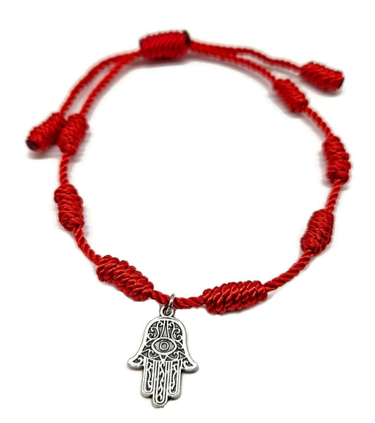 MYSTIC JEWELS By Dalia - Pulsera con nudos Roja con Amuleto - ajustable - protección de mal de ojo, buena suerte - para Mujer y Hombre