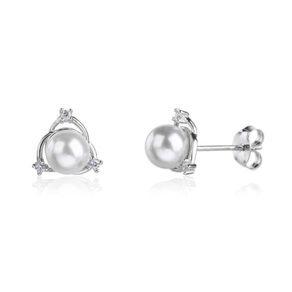 MYSTIC JEWELS - Pendientes de Perla con Plata de Ley 925, Diseño Delicado y Minimalista, 8 mm, Cierre Seguro (Plata de Ley 925)