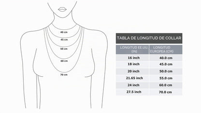 MYSTIC JEWELS - Cadena Veneciana Fina de Plata de Ley 925 con baño de Rodio, para Mujer, Disponible en 40, 45, 50, 55, 60, 70 cm