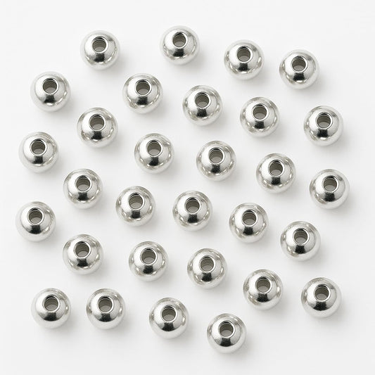 MYSTIC JEWELS - Cuentas de Plata de Ley 925, 3mm, 50 Piezas, Redondas, con Caja, para manualidades, pulseras, collares