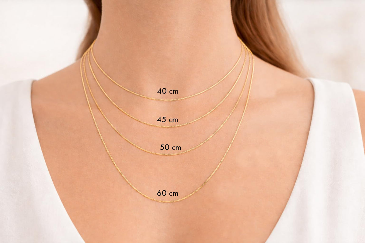 MYSTIC JEWELS – Cadena Collar de Plata de Ley 925 con Baño de Oro 14K, Forzada Diamantada 1 mm para Mujer, disponible en 40,45,50,55,60 cm