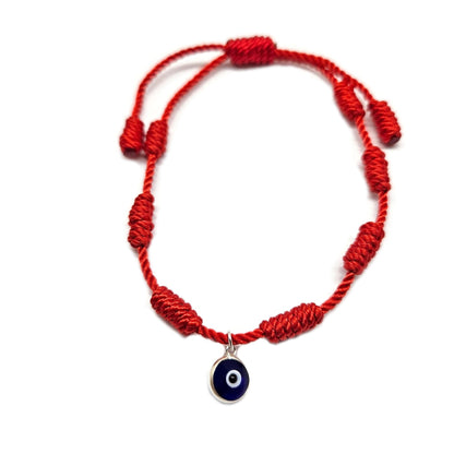MYSTIC JEWELS By Dalia - Pulsera nudos Roja con Amuleto - ajustable - protección de mal de ojo, buena suerte - para Mujer y Hombre (Ojo Turco)
