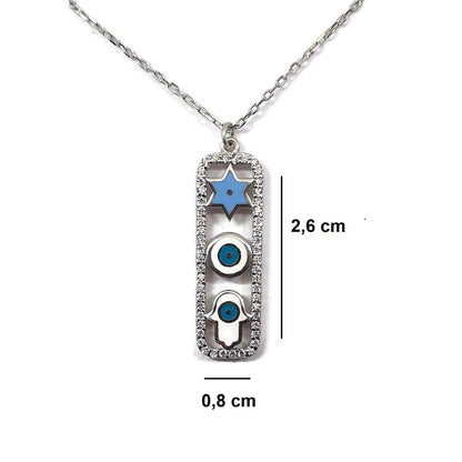 MYSTIC JEWELS by Dalia - Tres símbolos Juntos - Estrella de David + Mal de Ojo + Mano de Fatima - para protegerte, Regalo Mujeres, Boda